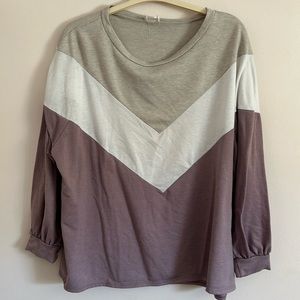 Long sleeve grey and purple shirt